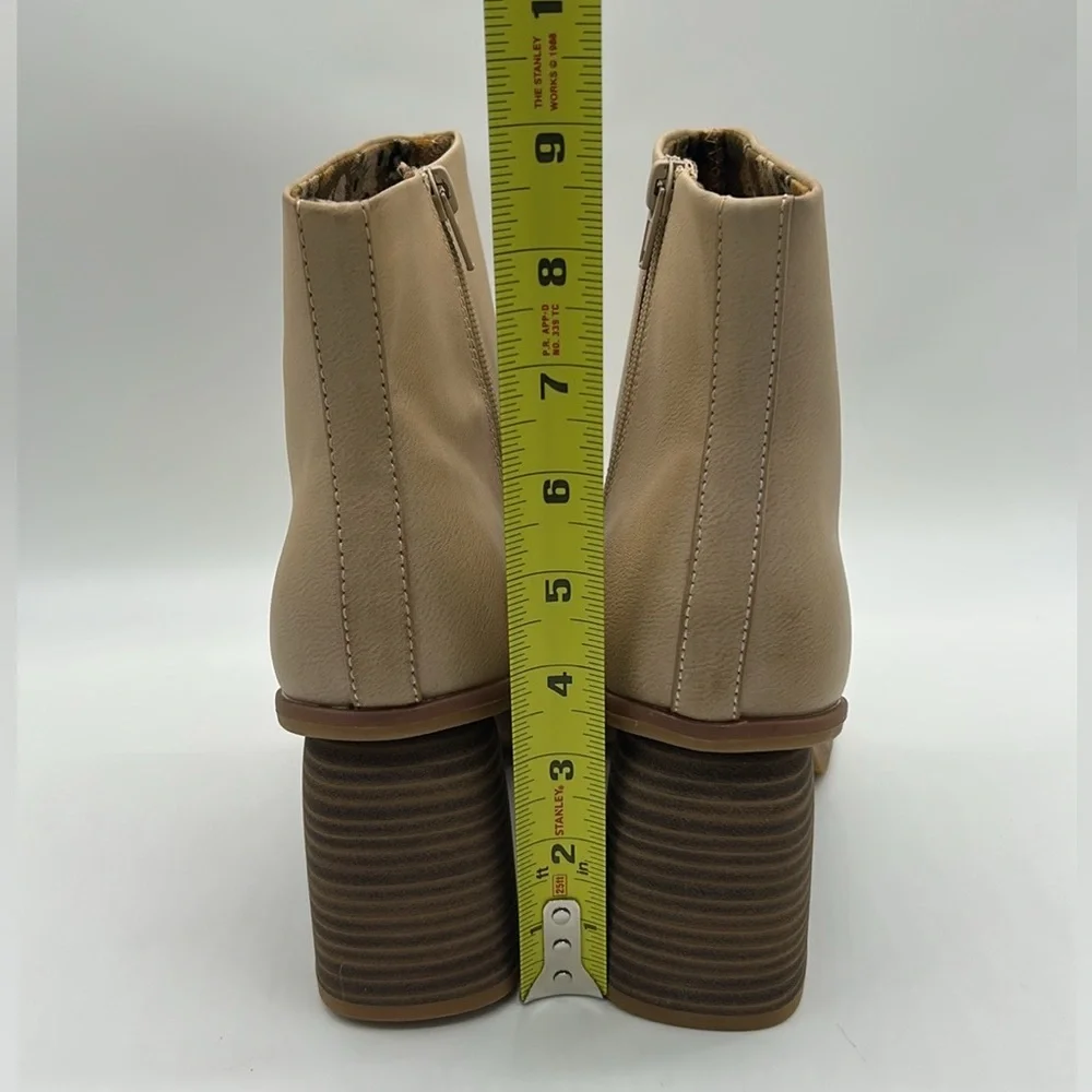 Korks Destiny Vegan Ankle Boots Cream Block Heel Zip | Women’s US 10 | NWB - Picture 8 of 14